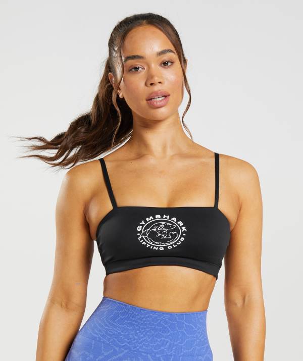 Damske Športové Podprsenky Gymshark Legacy Bandeau Bra Čierne | LD0132546